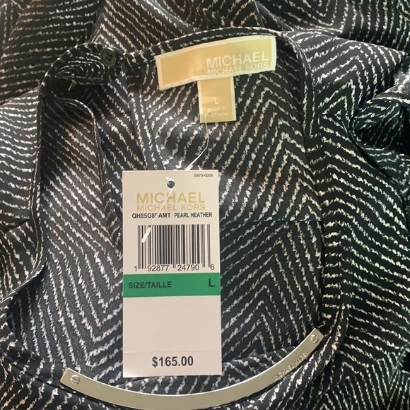 Michael Michael Kors black/white ruffled cold shoulder blouse size L - Picture 10 of 13